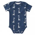 Body cu maneca scurta din bumbac organic Fresk Giraf indigo blue 0-3 luni