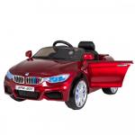 Masinuta electrica cu scaun de piele si roti din cauciuc M3 Red Painting