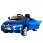 Masinuta electrica cu scaun de piele si roti din cauciuc M3 Blue Painting