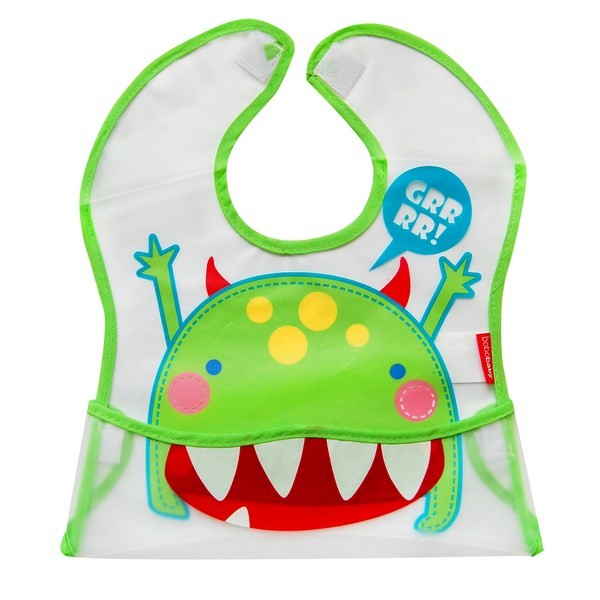 Bobobaby baveta peva cu buzunar 12 luni + s-f1 monstrulet verde