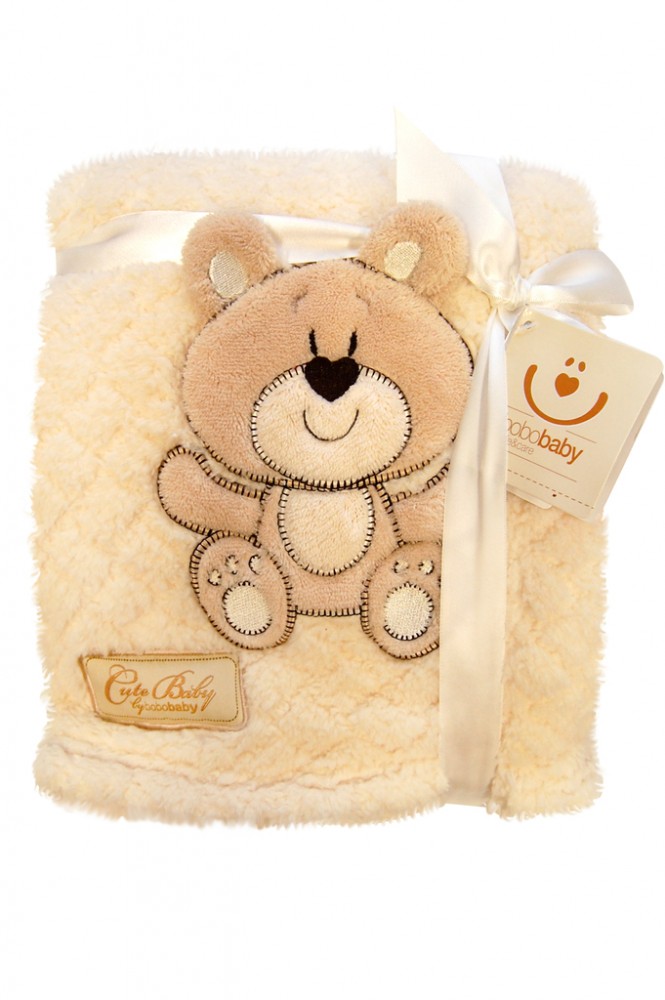 Paturica plus cute baby 76x102 cm ursulet ecru