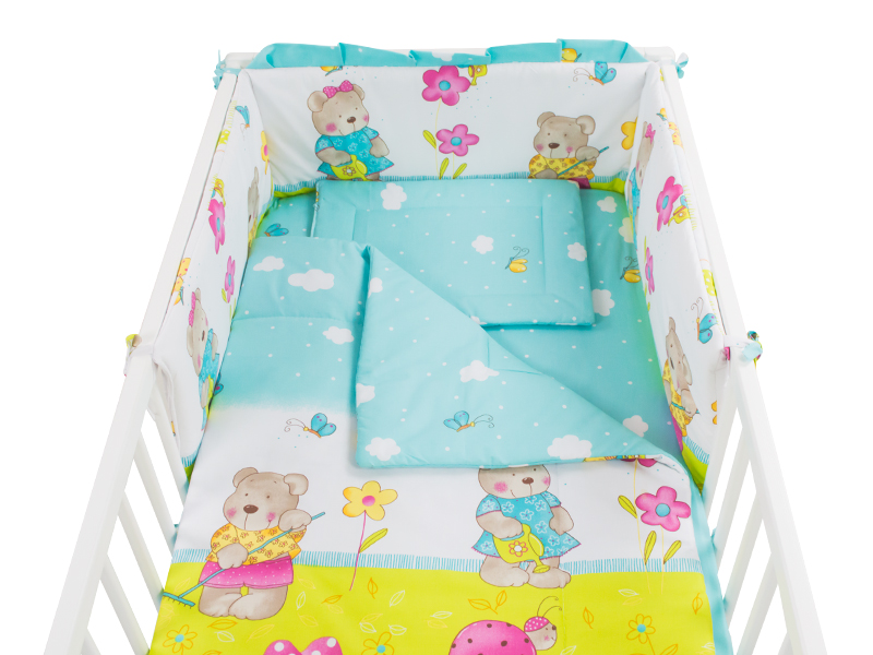 Lenjerie teddy gradina blue 4 piese 140x70