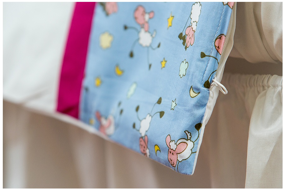 Lenjerie patut bebe cu 3 piese blanite bleu cu visiniu 60 x 120 cm