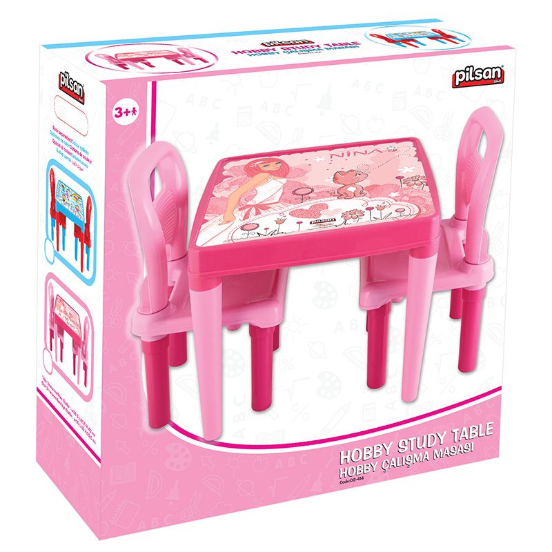 Masuta cu doua scaunele Study Table Pink - 1