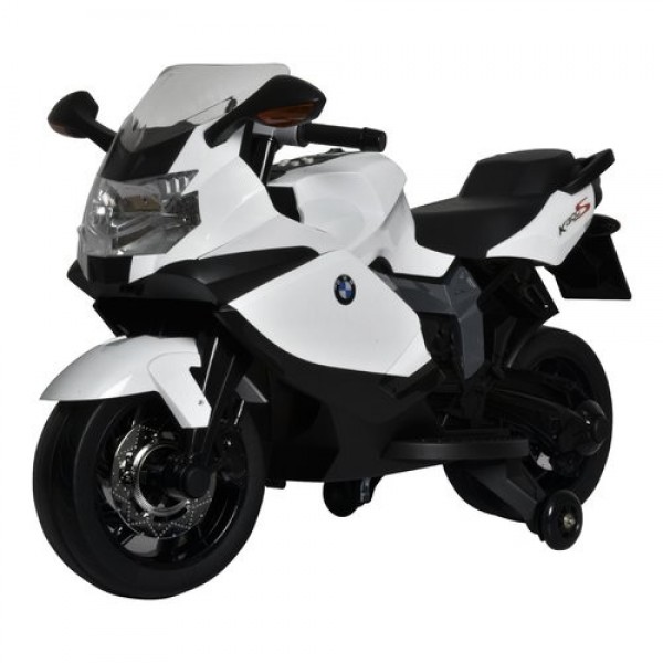 Motocicleta electrica BMW K130S cu sunete si lumini pentru copii alba Globo