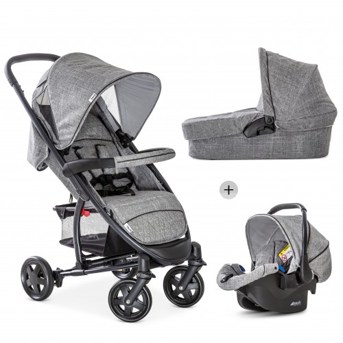 Set carucior 3 in 1 malibu 4 trio melange grey