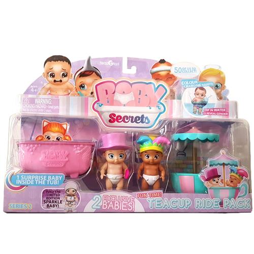 Set de Joaca Baby Secrets cu cadita cescuta rotativa si 3 figurine bebelus