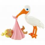 Figurina Comansi Moments Stork with Baby Girl