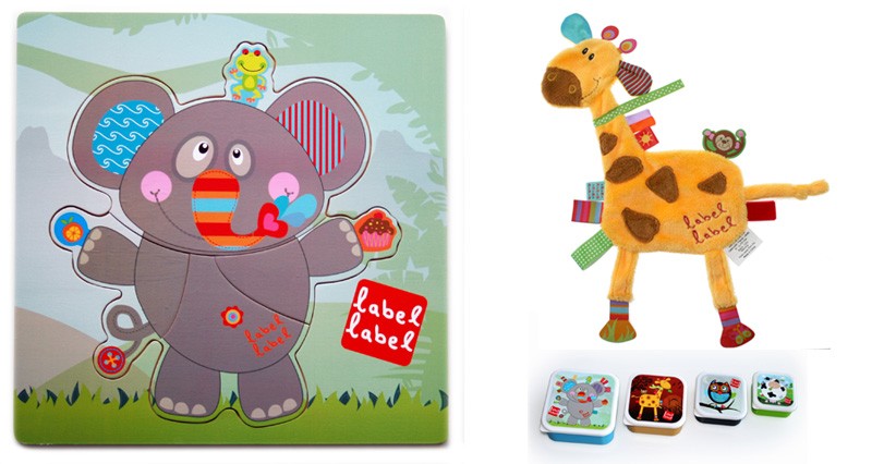 Pachet 2 Label Label minipaturica puzzle si 4 cutii sandwich Produsul 1 elefant si girafa
