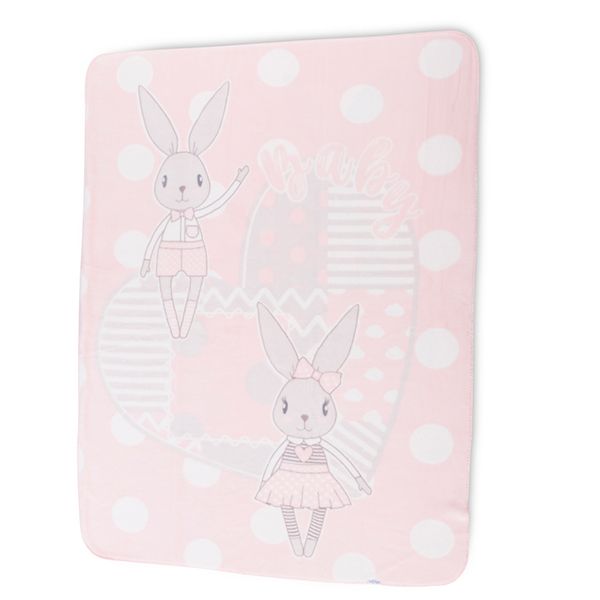 Paturica moale super soft winter rabbits pink 110x140 cm