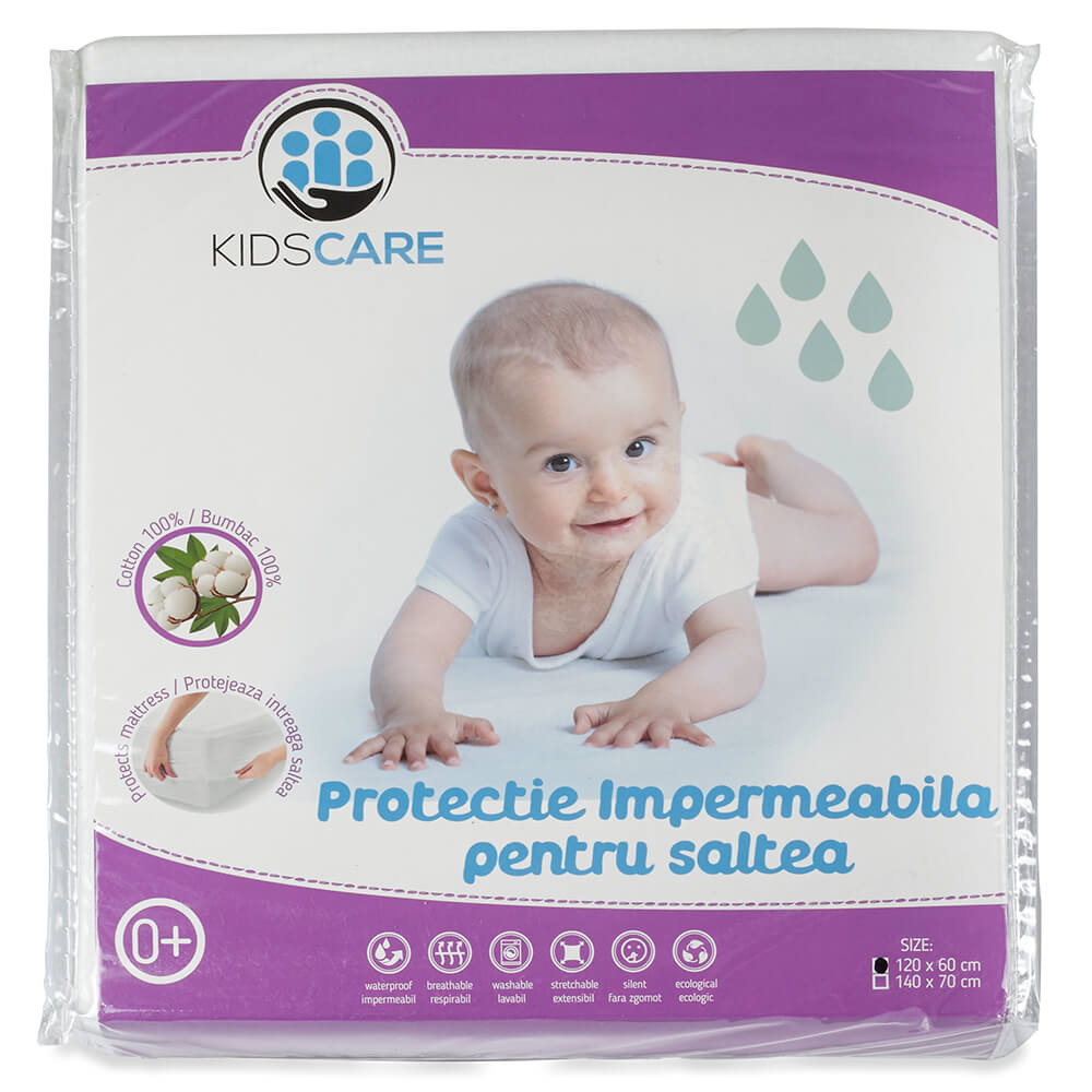 Protectie impermeabila din bumbac pentru saltea 120x60 cm kidscare
