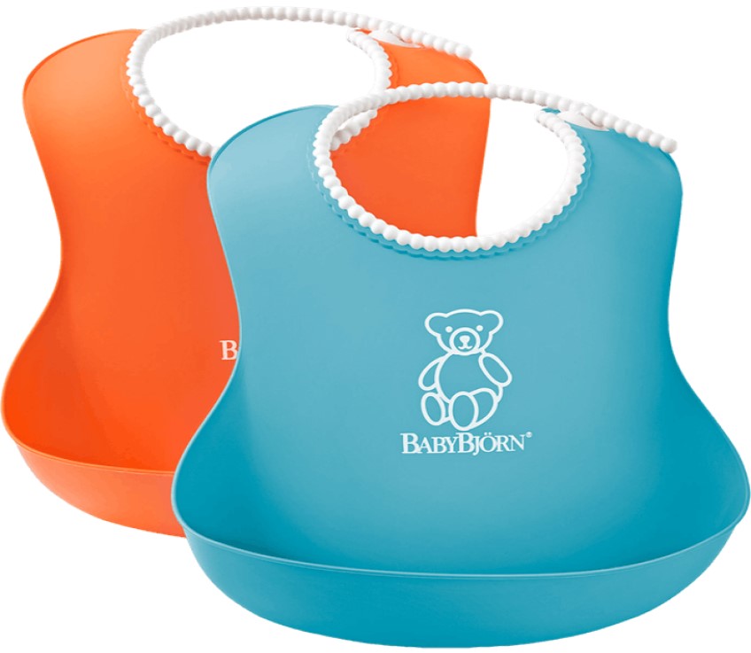 Set 2 bavete soft bib orangeturquoise babybjorn