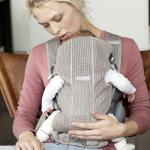 Marsupiu anatomic Mini cu pozitii multiple de purtare Greige Mesh