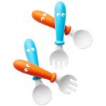 Set lingurite si furculite pentru bebelusi 4 bucati Orange/Turquoise