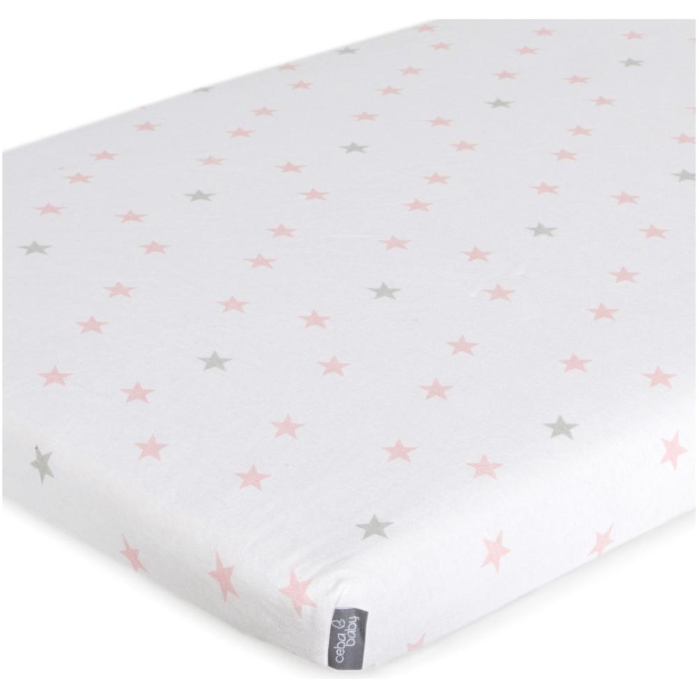 Husa pentru saltea 60x120 cm bumbac stelute roz