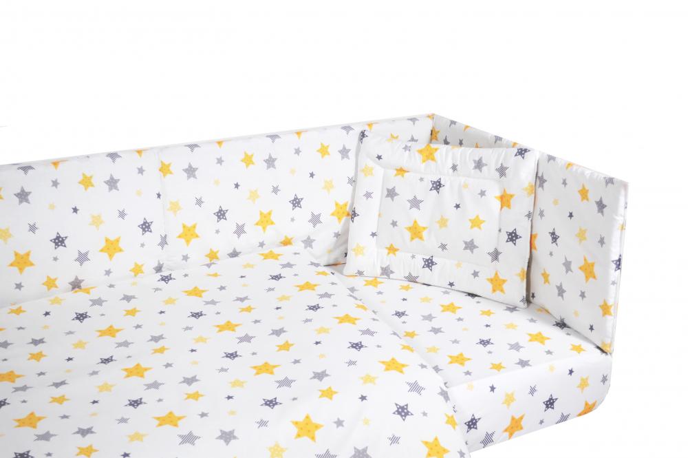 Lenjerie patut cu 5 piese Yellow and Grey Stars