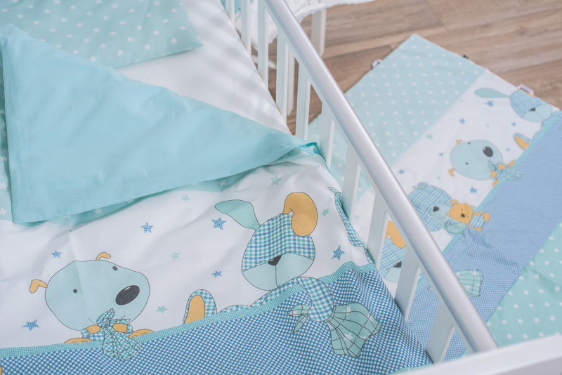 Set de pat pentru bebelusi Blue Bunny 3 piese