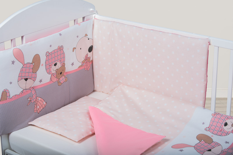 Set de pat pentru bebelusi Pink Bunny 3 piese - 1