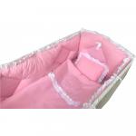 Lenjerie de pat bebelusi brodata Fii binecuvantat ingeras 140x70 cm roz