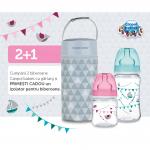 Set biberoane anticolici gat larg Canpol 120 si 240 ml Lets Celebrate + Cadou husa izolatoare