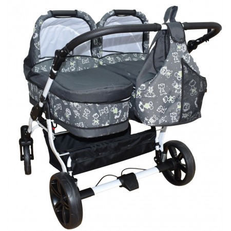 Carucior gemeni 2 in 1 Grey PJ Stroller