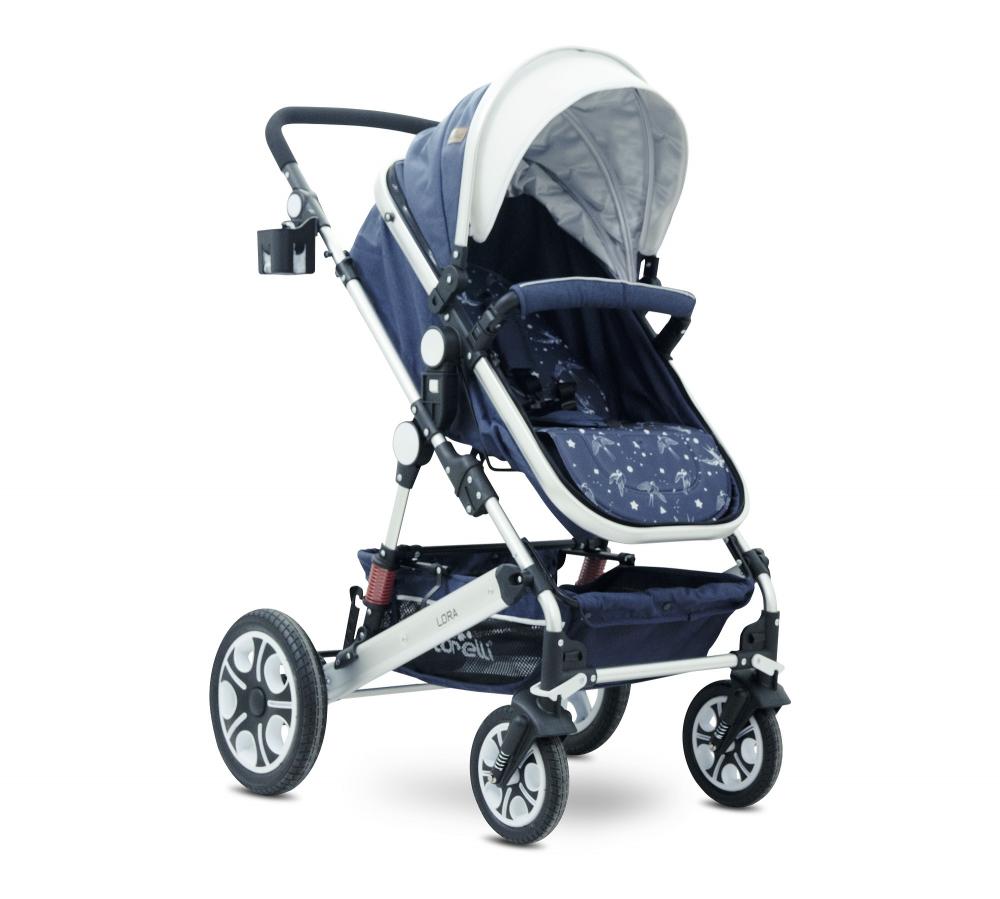 Carucior transformabil 3 in 1 lora dark blue birds