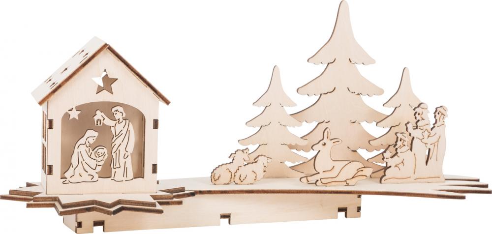 Decor luminos din lemn craciun nativity 31 cm
