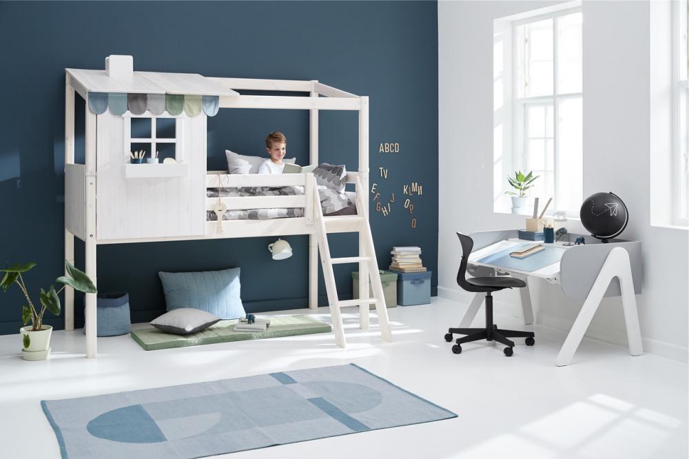 Extensie mini casuta alb mat pentru pat flexa classic 200 cm