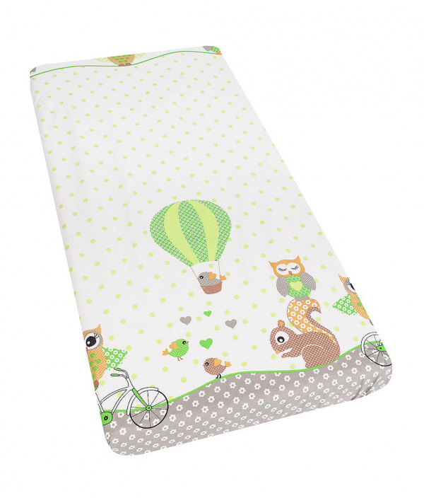 Lenjerie patut cu 4 piese Happy Owls Green 052