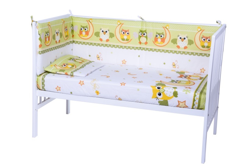 Lenjerie patut cu 4 piese owls green 029