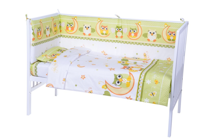Lenjerie patut cu 7 piese owls green 029