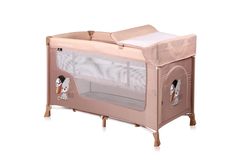 Patut pliabil san remo cu 2 nivele beige cool cat