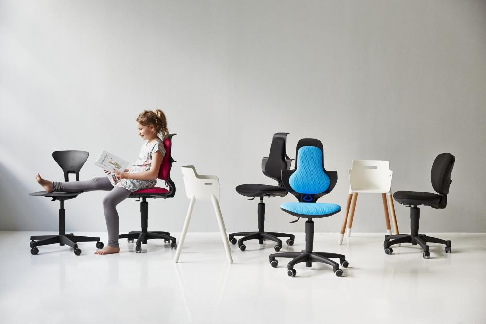 Scaun ergonomic cu spatar inalt flexa albastru
