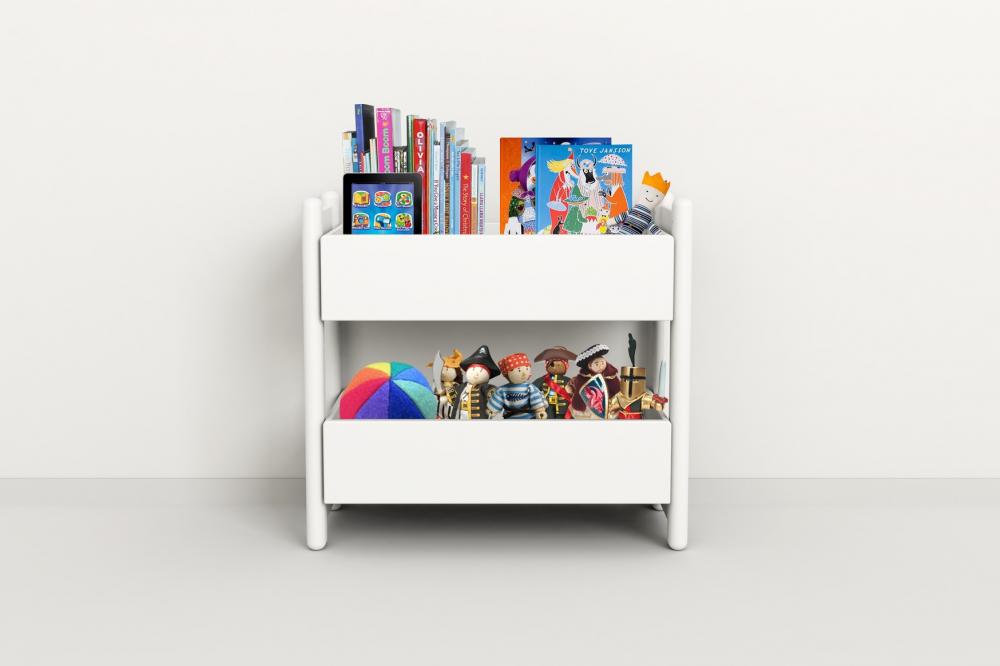 Structura de baza flexa shelfie mini cu 2 organizatoare si picioare alb mat