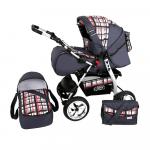 Carucior 3 in 1 Kunert Volver Gri cu patratele
