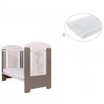 Patut Giraffe Capucino cu laterala culisabila + Saltea Cocos Comfort