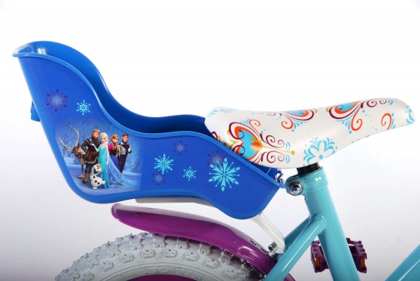 Bicicleta Volare pentru fete 12 inch cu scaun pentru papusi roti ajutatoare si cosulet Frozen nichiduta.ro imagine 2022