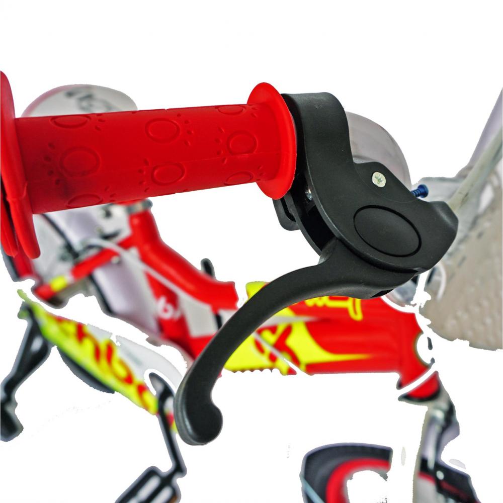 Bicicleta copii 16 Rich Baby R1602A cadru otel rosu galben si roti ajutatoare
