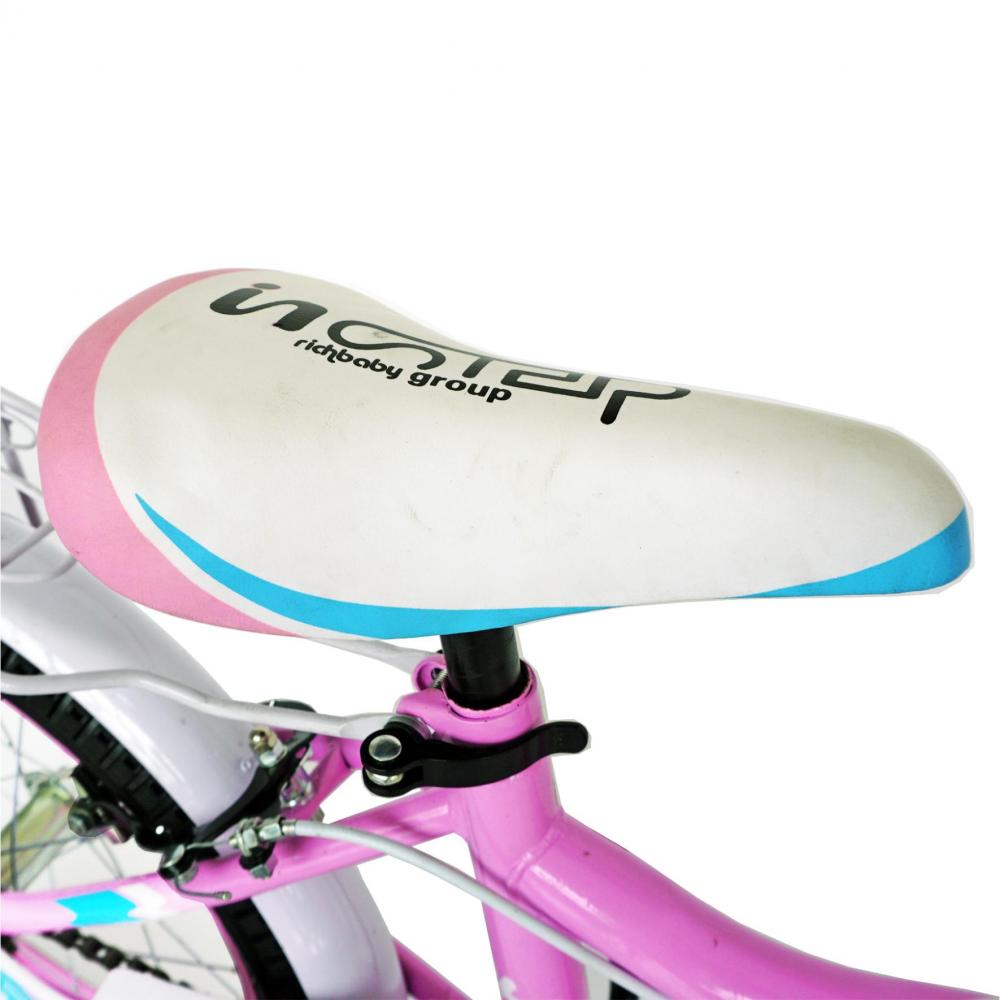 Bicicleta copii 16 Rich Baby R1602A cadru otel roz bleo si roti ajutatoare