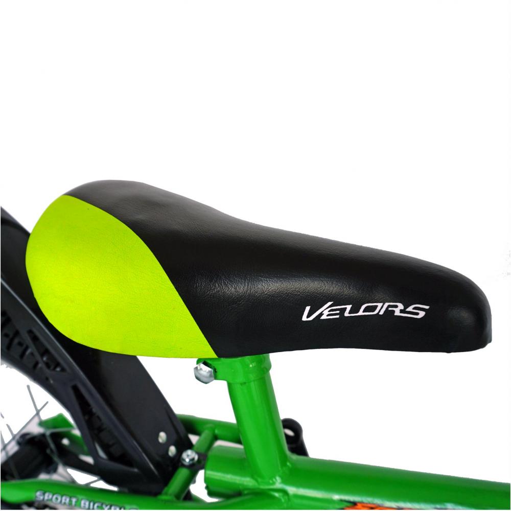 Bicicleta copii 16 Velors V1601B cadru otel verde negru si roti ajutatoare