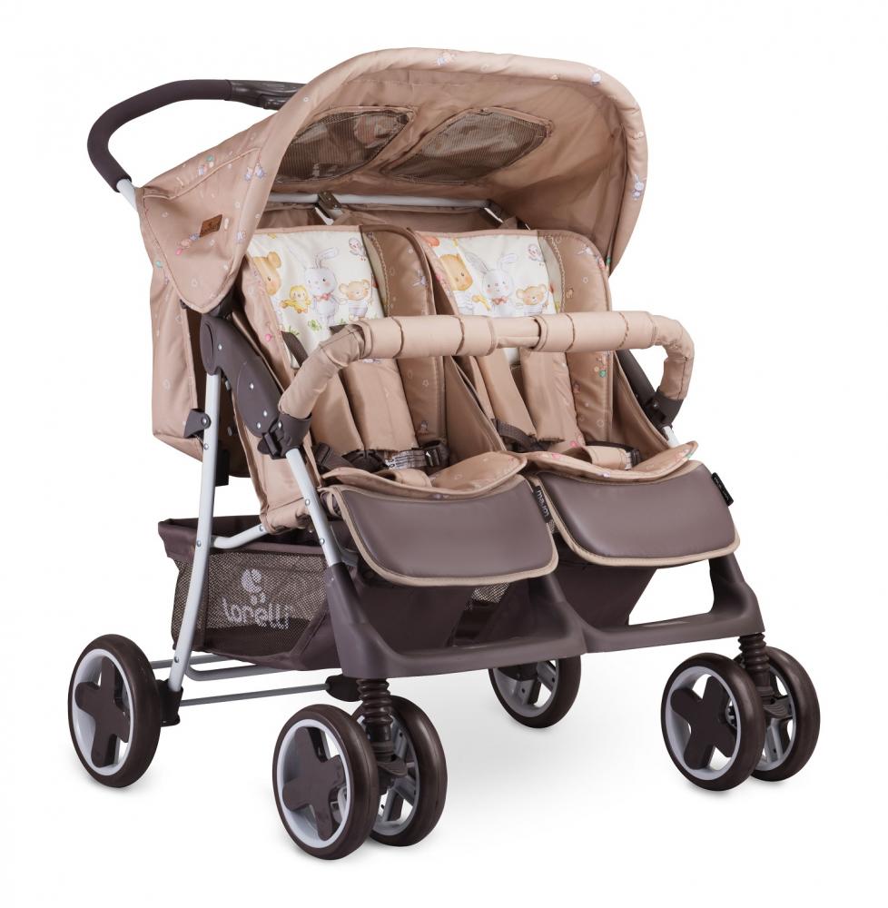 Carucior pentru gemeni twin beige bear party