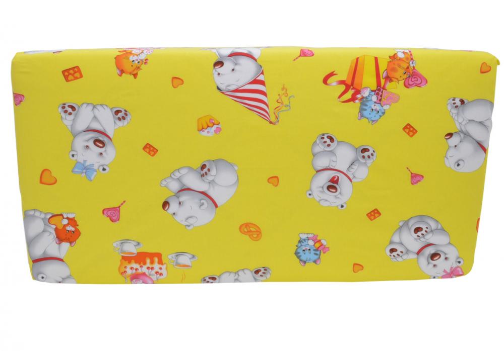 Cearceaf din bumbac cu elastic Bear Yellow 120x60 cm