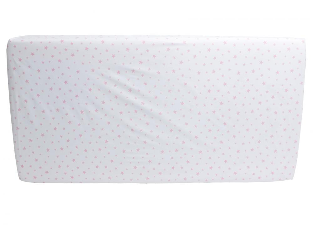 Cearceaf din bumbac cu elastic Pink Stars White 120×60 cm 120x60 imagine noua responsabilitatesociala.ro