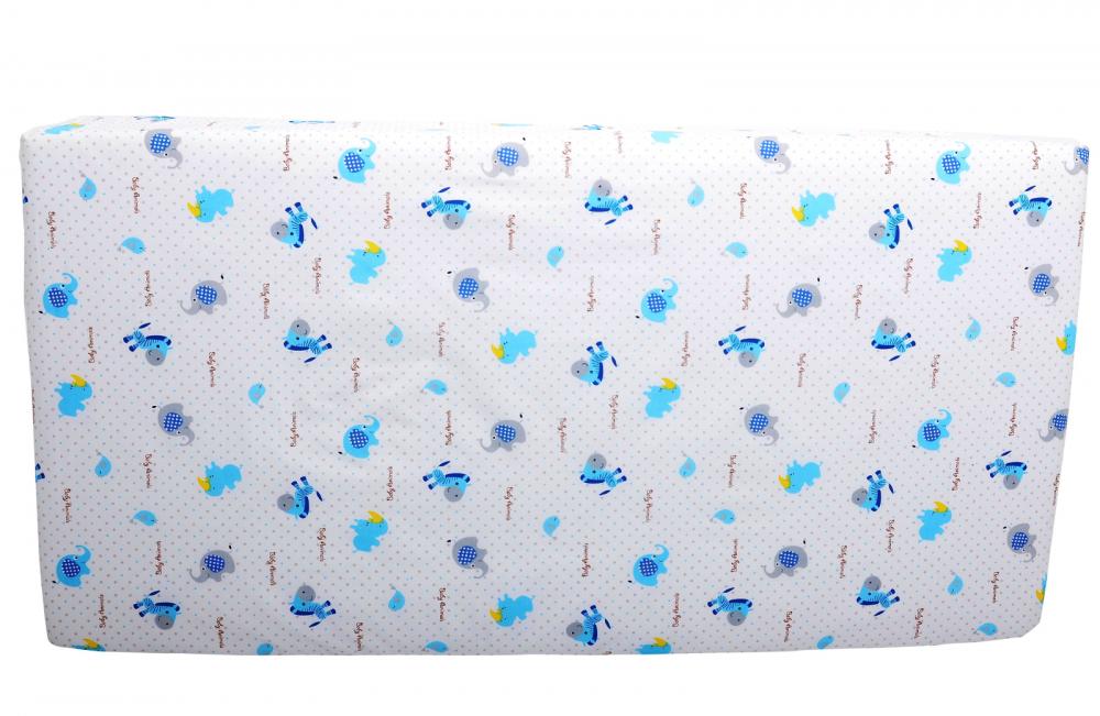 Cearceaf din bumbac cu elastic zebra blue 120x60 cm