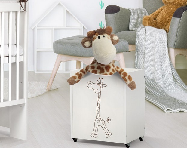 Cutie depozitare jucarii klups safari giraffe alb