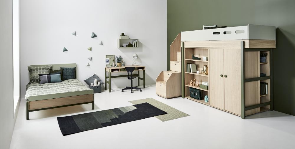 Lenjerie pat copii flexa popsicle kiwi cu perna de 80x80 cm