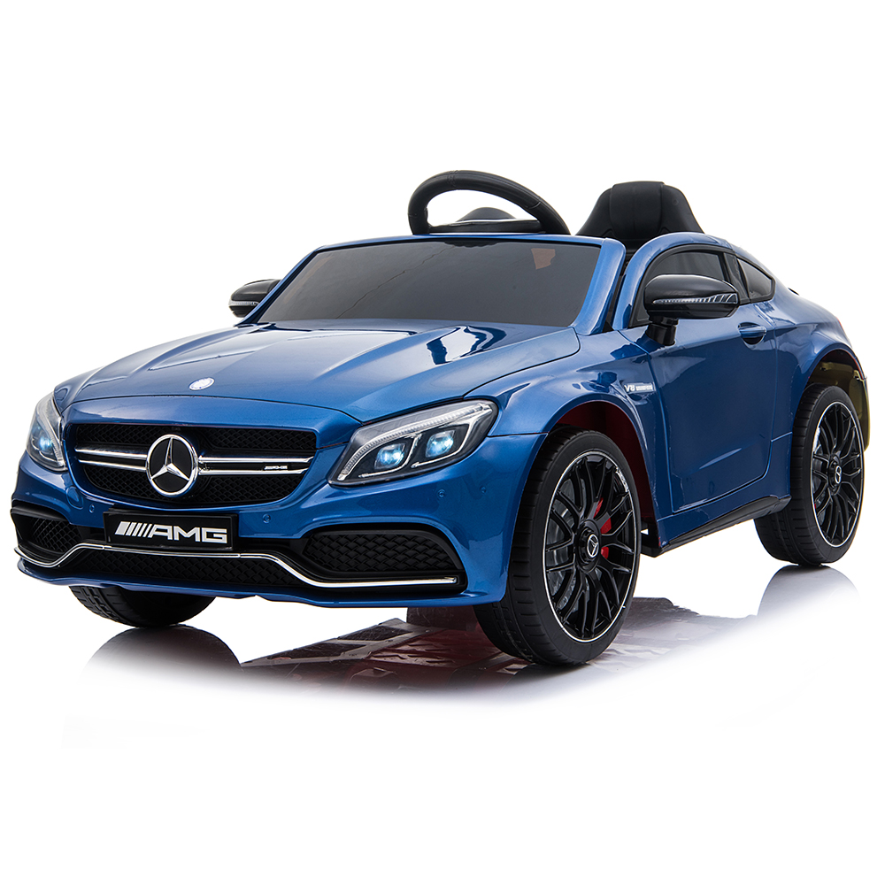 Masinuta electrica cu roti din cauciuc si deschidere usi Mercedes Benz C63s Blue