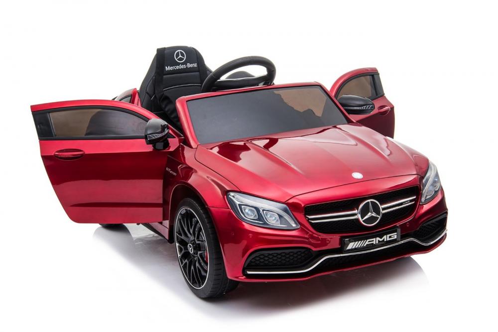Masinuta electrica cu roti din cauciuc si deschidere usi Mercedes Benz C63s Red - 6