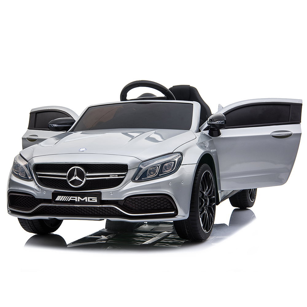 Masinuta electrica cu roti din cauciuc si deschidere usi Mercedes Benz C63s Silver - 4