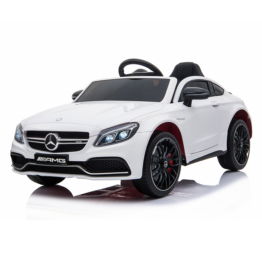 Masinuta electrica cu roti din cauciuc si deschidere usi Mercedes Benz C63s White Benz imagine 2022